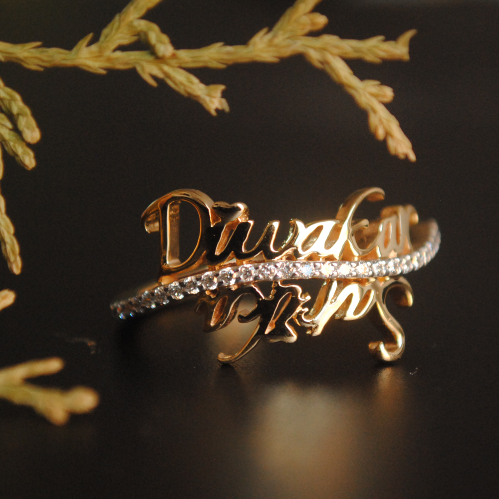 Custom Double Name Gold Ring – Stayclassy.in